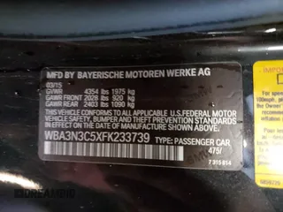 2015 BMW 4 Series 428i with VIN WBA3N3C5XFK233739, listed as a Copart auction lot 44397645 with 113,934 mi miles and Clean Title. Bid and sale history available at DreamBid. Image 12.