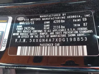 2013 Kia Optima EX z VIN 5XXGN4A7XDG198853, wystawiony jako IAAI lot #41807485 z przebiegiem 87 466 mil mil oraz . Historia ofert i sprzedaży dostępna na DreamBid. Obrazek 9.