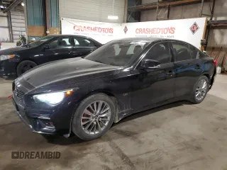 2018 Infiniti Q50 Luxe z VIN JN1EV7AR4JM430611, wystawiony jako Copart lot #55609815 z przebiegiem 67 516 mil mil oraz Szkoda całkowita • Salvage title. Historia ofert i sprzedaży dostępna na DreamBid. Obrazek 1.