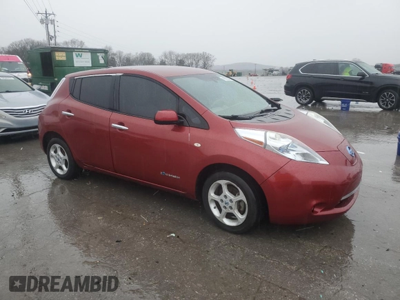 2012 Nissan LEAF SL with VIN JN1AZ0CP4CT019594, listed as a Copart auction lot 43593215 with 62,110 mi miles and Clean Title. Bid and sale history available at DreamBid. Image 4.