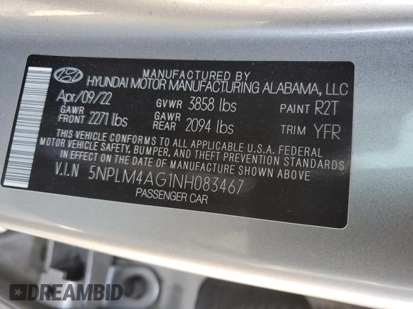 2022 Hyundai Elantra SEL z VIN 5NPLM4AG1NH083467, wystawiony jako Copart lot #55563535 z przebiegiem 32 178 mil mil oraz Szkoda całkowita • Salvage title. Historia ofert i sprzedaży dostępna na DreamBid. Obrazek 12.