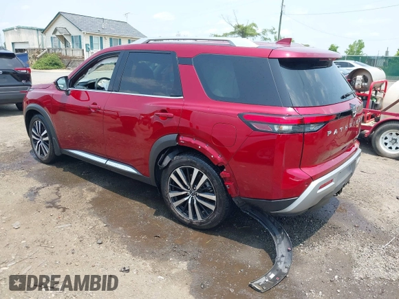 2023 Nissan Pathfinder Platinum with VIN 5N1DR3DJXPC234002, listed as a IAAI auction lot 42480807 with 21,477 mi miles and . Bid and sale history available at DreamBid. Image 3.