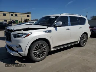 2020 Infiniti QX80 LUXE with VIN JN8AZ2NF7L9700198, listed as a Copart auction lot 47028255 with 78,061 mi miles and Salvage Title. Bid and sale history available at carsss.com. Image 1.