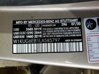 2020 Mercedes-Benz S-Class S 450 with VIN W1KUG6EB1LA585797, listed as a Copart auction lot 58983764 with 0 mi miles. Bid and sale history available at carsss.com. Image 12.