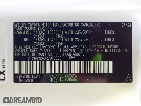2024 Lexus RX 350 with VIN 2T2BAMCA3RC079065, listed as a IAAI auction lot 41815499 with 3,961 mi miles and . Bid and sale history available at DreamBid. Image 9.