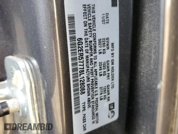 2008 Pontiac G8 z VIN 6G2ER57778L128068, wystawiony jako Copart lot #78922214 z przebiegiem 100 355 mil mil oraz Czysty tytuł • Clean title. Historia ofert i sprzedaży dostępna na DreamBid. Obrazek 12.