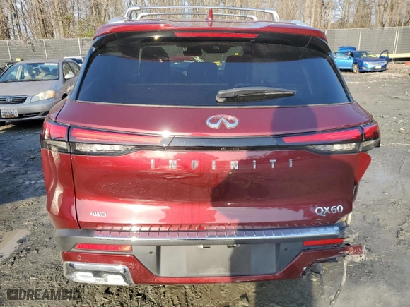 2022 Infiniti QX60 SENSORY with VIN 5N1DL1GS3NC340945, listed as a Copart auction lot 84921684 with 47,622 mi miles and Salvage Title. Bid and sale history available at carsss.com. Image 6.
