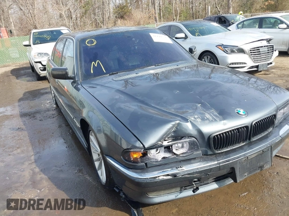 2001 BMW 7 Series 740iL with VIN WBAGH83491DP28749, listed as a IAAI auction lot 41440556 with 198,734 mi miles. Bid and sale history available at carsss.com. Image 6.