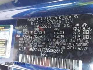 2022 Kia EV6 Wind z VIN KNDC3DLCXN5068642, wystawiony jako IAAI lot #41774075 z przebiegiem 17 632 mil mil oraz . Historia ofert i sprzedaży dostępna na DreamBid. Obrazek 9.