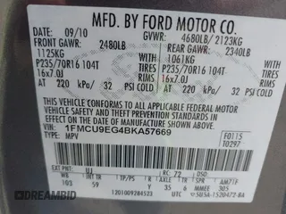 2011 Ford Escape Limited with VIN 1FMCU9EG4BKA57669, listed as a IAAI auction lot 41785314 with 83,970 mi miles. Bid and sale history available at carsss.com. Image 9.
