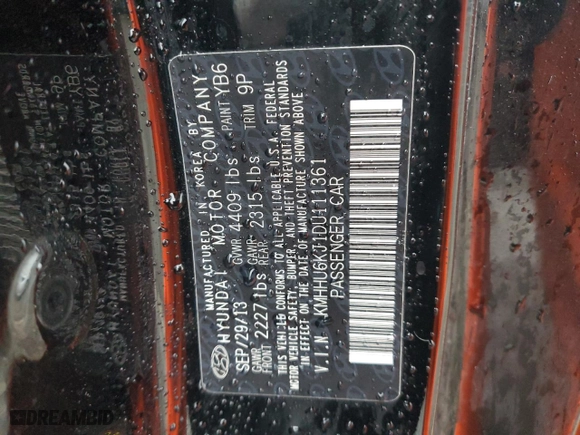 2013 Hyundai Genesis Coupe 3.8 Track with VIN KMHHU6KJ1DU111361, listed as a Copart auction lot 45206875 with 133,813 mi miles and Salvage Title. Bid and sale history available at carsss.com. Image 14.