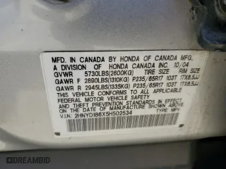 2005 Acura MDX Touring with VIN 2HNYD186X5H502534, listed as a Copart auction lot 48124035 with 0 mi miles and Salvage Title. Bid and sale history available at carsss.com. Image 13.