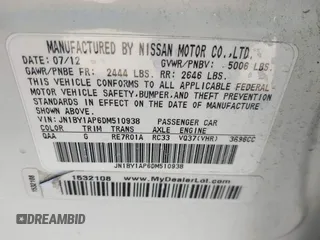 2013 Infiniti M37 with VIN JN1BY1AP6DM510938, listed as a IAAI auction lot 41239747 with Not Provided miles. Bid and sale history available at carsss.com. Image 9.