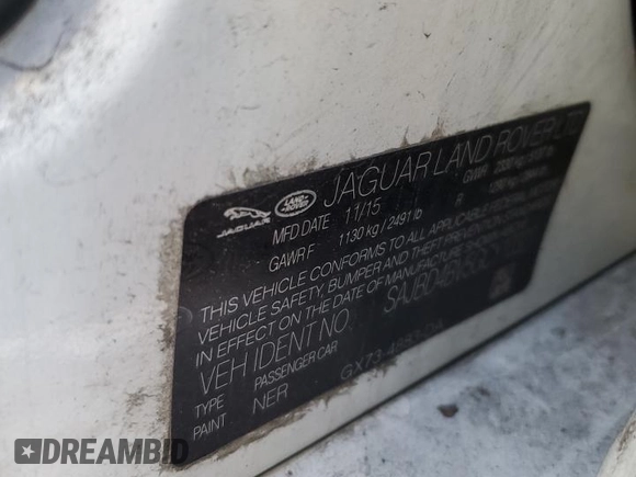 2016 Jaguar XF 35t Premium z VIN SAJBD4BV5GCY10327, wystawiony jako Copart lot #45133085 z przebiegiem 74 860 mil mil oraz Szkoda całkowita • Salvage title. Historia ofert i sprzedaży dostępna na DreamBid. Obrazek 14.