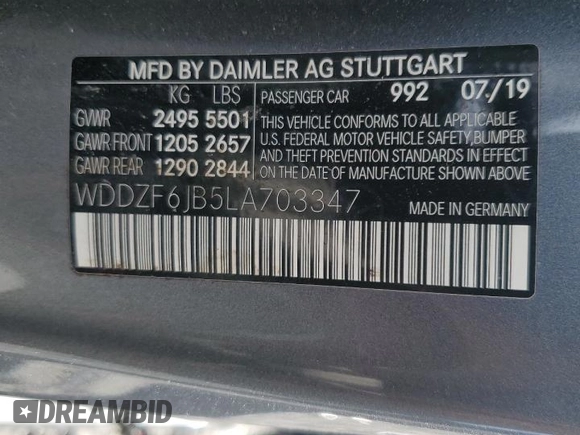 2020 Mercedes-Benz E-Class E 450 with VIN WDDZF6JB5LA703347, listed as a Copart auction lot 80259344 with 82,407 mi miles and Salvage Title. Bid and sale history available at carsss.com. Image 12.