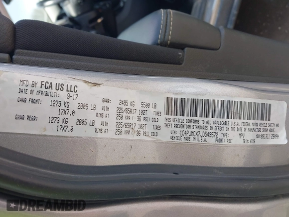 2018 Jeep Cherokee Latitude Tech Connect with VIN 1C4PJMCX7JD549572, listed as a IAAI auction lot 41932602 with 134,025 mi miles and . Bid and sale history available at DreamBid. Image 9.