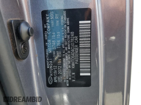 2012 Hyundai Veloster w/Black Int z VIN KMHTC6AD4CU078248, wystawiony jako Copart lot #59524465 z przebiegiem 75 040 mil mil oraz Szkoda całkowita • Salvage title. Historia ofert i sprzedaży dostępna na DreamBid. Obrazek 12.