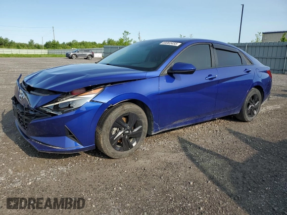 2021 Hyundai Elantra Blue z VIN KMHLM4AJ9MU004915, wystawiony jako Copart lot #58063455 z przebiegiem 158 971 mil mil oraz Czysty tytuł • Clean title. Historia ofert i sprzedaży dostępna na DreamBid. Obrazek 1.