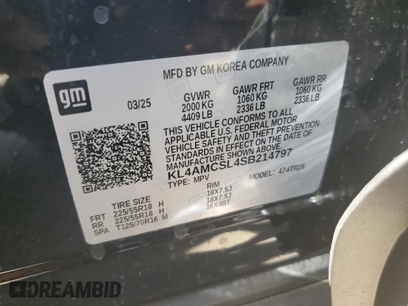 2025 Buick Encore GX Preferred with VIN KL4AMCSL4SB214797, listed as a Copart auction lot 61037945 with 930 mi miles and Clean title. Bid and sale history available at DreamBid. Image 13.