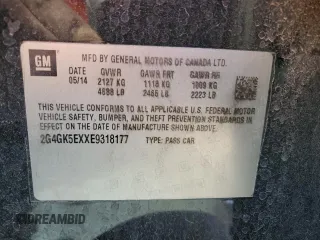 2014 Buick Regal with VIN 2G4GK5EXXE9318177, listed as a Copart auction lot 50540725 with 91,157 mi miles and Non Repairable. Bid and sale history available at DreamBid. Image 13.