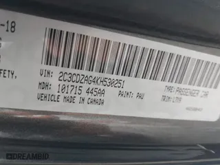 2019 Dodge Challenger SXT with VIN 2C3CDZAG4KH530251, listed as a IAAI auction lot 41749106 with 101,643 mi miles. Bid and sale history available at carsss.com. Image 9.