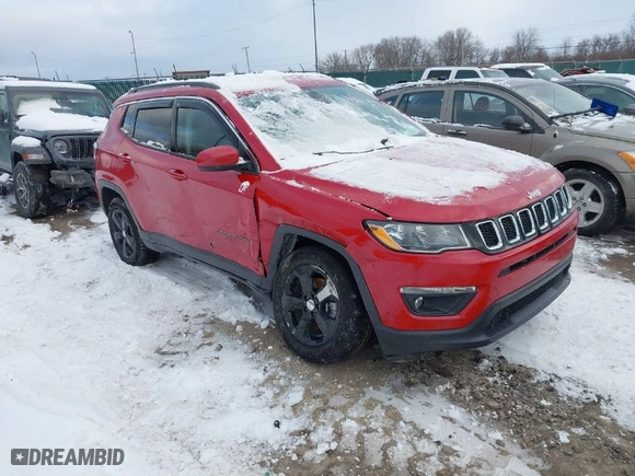 2020 Jeep Compass Latitude with VIN 3C4NJDBBXLT223825, listed as a IAAI auction lot 41254030 with 49,666 mi miles. Bid and sale history available at carsss.com. Image 1.