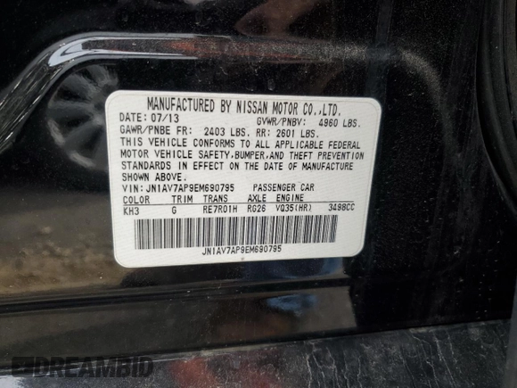 2014 Infiniti Q50 Hybrid Sport with VIN JN1AV7AP9EM690795, listed as a Copart auction lot 45060535 with 100,537 mi miles and Salvage Title. Bid and sale history available at carsss.com. Image 13.
