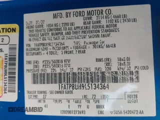 2020 Ford Mustang EcoBoost with VIN 1FATP8UH9L5134364, listed as a IAAI auction lot 41948736 with 104,298 mi miles. Bid and sale history available at carsss.com. Image 9.