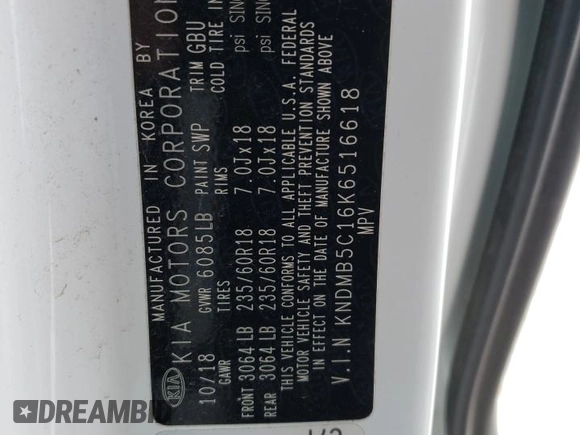 2019 Kia Sedona EX with VIN KNDMB5C16K6516618, listed as a Copart auction lot 86349264 with 48,046 mi miles and Salvage Title. Bid and sale history available at carsss.com. Image 14.