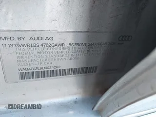 2014 Audi A4 Premium with VIN WAUAFAFL9EN024282, listed as a IAAI auction lot 41653451 with 120,142 mi miles. Bid and sale history available at carsss.com. Image 9.