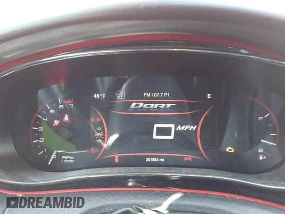 2014 Dodge Dart GT with VIN 1C3CDFEB1ED701407, listed as a IAAI auction lot 41705509 with 201,553 mi miles. Bid and sale history available at carsss.com. Image 7.