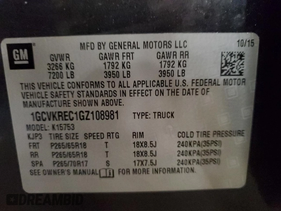 2016 Chevrolet Silverado 1500 LT with VIN 1GCVKREC1GZ108981, listed as a Copart auction lot 43129145 with 211,574 mi miles and Clean Title. Bid and sale history available at DreamBid. Image 13.