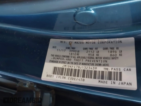 2018 Mazda CX-3 Touring z VIN JM1DKFC78J1323439, wystawiony jako IAAI lot #41725784 z przebiegiem 134 055 mil mil oraz . Historia ofert i sprzedaży dostępna na DreamBid. Obrazek 9.