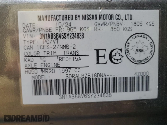 2025 Nissan Sentra S z VIN 3N1AB8BV6SY234838, wystawiony jako Copart lot #53673995 z przebiegiem 4 251 mil mil oraz Szkoda całkowita • Salvage title. Historia ofert i sprzedaży dostępna na DreamBid. Obrazek 12.