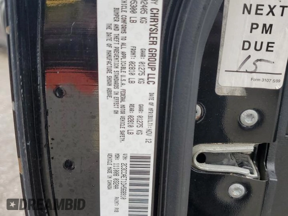 2013 Chrysler 300 C z VIN 2C3CCAET1DH568910, wystawiony jako Copart lot #50037004 z przebiegiem 136 228 mil mil oraz Szkoda całkowita • Salvage title. Historia ofert i sprzedaży dostępna na DreamBid. Obrazek 12.