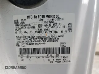 2011 Ford F-250 XL с VIN 1FT7X2B66BED04561, выставлен на аукционе Copart как лот 55486585 с пробегом Не указан миль и На запчасти • Non repairable. История ставок и продаж доступна на DreamBid. Изображение 12.