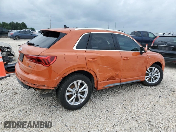 2022 Audi Q3 S line Premium Plus with VIN WA1EECF39N1149268, listed as a Copart auction lot 54211345 with 34,646 mi miles and Salvage title. Bid and sale history available at DreamBid. Image 3.