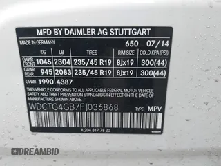 2015 Mercedes-Benz GLA 250 z VIN WDCTG4GB7FJ036868, wystawiony jako IAAI lot #41683576 z przebiegiem 100 975 mil mil oraz . Historia ofert i sprzedaży dostępna na DreamBid. Obrazek 9.