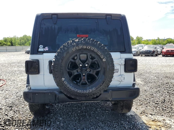 2021 Jeep Wrangler Unlimited Willys with VIN 1C4HJXDG3MW752441, listed as a Copart auction lot 55881925 with 61,751 mi miles and Salvage title. Bid and sale history available at DreamBid. Image 6.