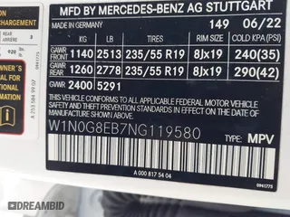 2022 Mercedes-Benz GLC with VIN W1N0G8EB7NG119580, listed as a IAAI auction lot 41239778 with 28,551 mi miles. Bid and sale history available at carsss.com. Image 9.