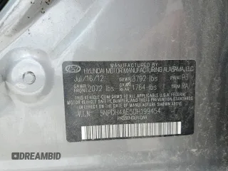 2013 Hyundai Elantra GLS with VIN 5NPDH4AE5DH199454, listed as a Copart auction lot 58515715 with 141,717 mi miles and Salvage title. Bid and sale history available at DreamBid. Image 12.
