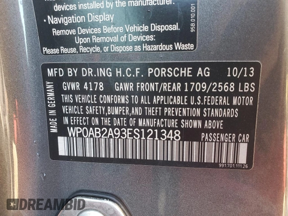 2014 Porsche 911 Carrera S with VIN WP0AB2A93ES121348, listed as a Copart auction lot 82280494 with 73,412 mi miles and Salvage Title. Bid and sale history available at carsss.com. Image 13.