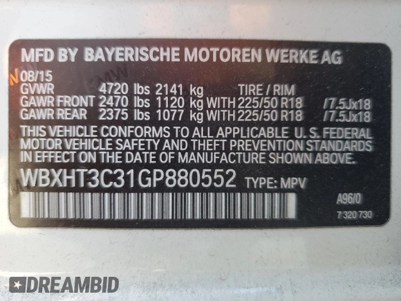 2016 BMW X1 xDrive28i z VIN WBXHT3C31GP880552, wystawiony jako Copart lot #52931305 z przebiegiem 127 225 mil mil oraz Szkoda całkowita • Salvage title. Historia ofert i sprzedaży dostępna na DreamBid. Obrazek 13.