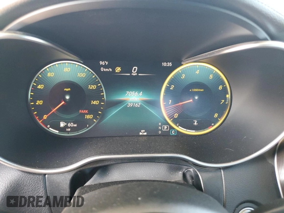2020 Mercedes-Benz C with VIN 55SWF8DB9LU326662, listed as a Copart auction lot 52624405 with 39,162 mi miles and Salvage Title. Bid and sale history available at carsss.com. Image 9.