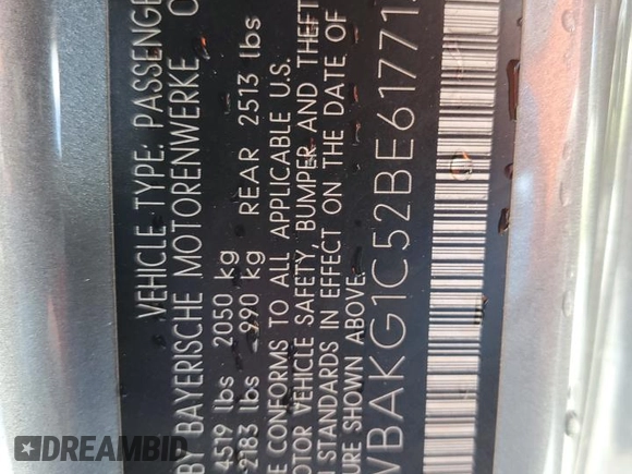 2011 BMW 3 Series 335is with VIN WBAKG1C52BE617713, listed as a Copart auction lot 74064204 with 132,742 mi miles and Salvage Title. Bid and sale history available at carsss.com. Image 12.