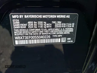 2025 BMW X1 xDrive28i z VIN WBX73EF00S5040226, wystawiony jako Copart lot #55575725 z przebiegiem 397 mil mil oraz Szkody całkowita. Historia ofert i sprzedaży dostępna na DreamBid. Obrazek 12.