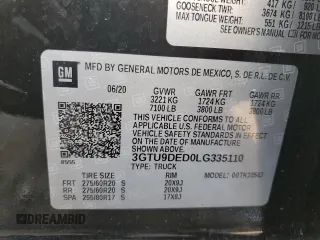 2020 GMC Sierra 1500 SLT z VIN 3GTU9DED0LG335110, wystawiony jako Copart lot #49168185 z przebiegiem 130 590 mil mil oraz Szkoda całkowita • Salvage title. Historia ofert i sprzedaży dostępna na DreamBid. Obrazek 12.