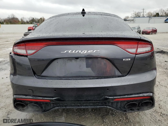 2023 Kia Stinger GT2 with VIN KNAE55LC9P6127666, listed as a Copart auction lot 80554914 with 26,500 mi miles and Salvage Title. Bid and sale history available at carsss.com. Image 6.