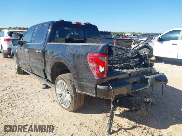 2024 Ford F-150 with VIN 1FTFW7LD9RFB84896, listed as a IAAI auction lot 42256542 with 21,212 mi miles and . Bid and sale history available at DreamBid. Image 3.