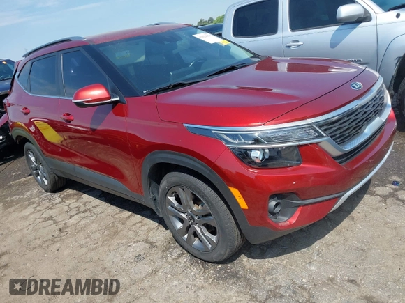 2021 Kia Seltos S with VIN KNDEU2AA1M7159622, listed as a IAAI auction lot 42024814 with 67,670 mi miles and . Bid and sale history available at DreamBid. Image 1.